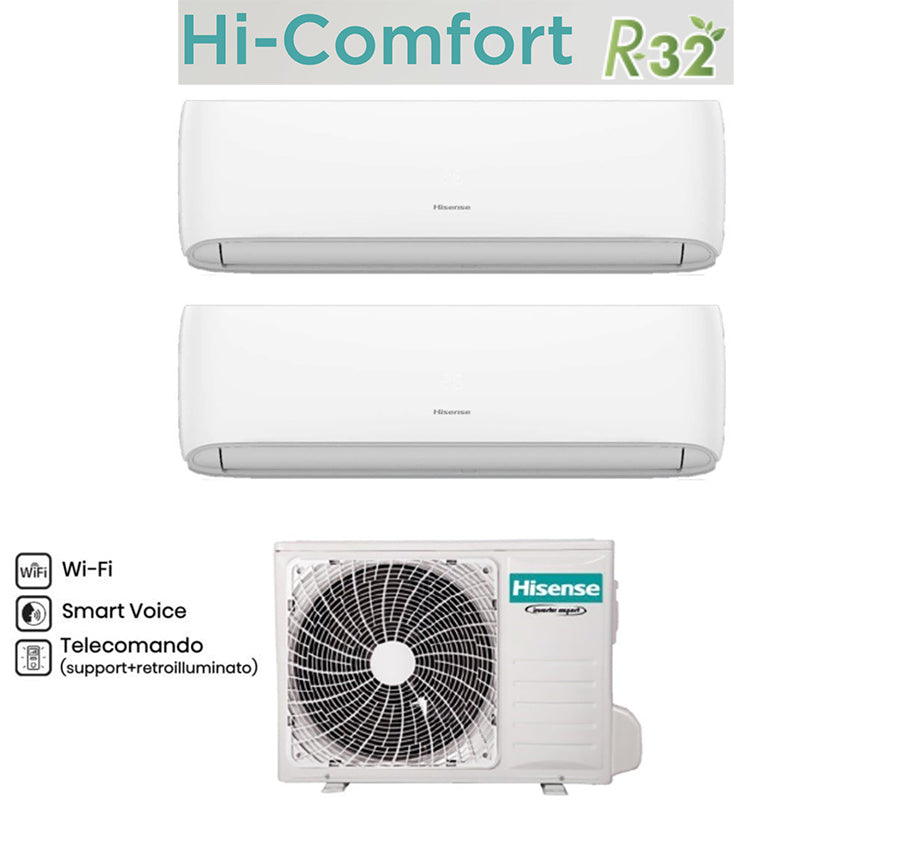 CLIMATIZZATORE DUAL SPLIT  9+12 HISENSE HI COMFORT GAS R32 A++A+ 2AMW42U4RGC WI FI INTEGRATO